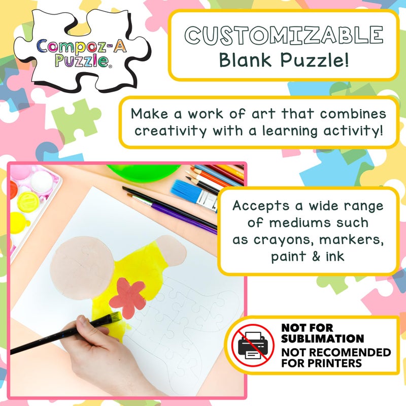 Hygloss Blank Puzzles with Person Shape - 8.5"" x 10.5"" - 100 Puzzles - Ideal for All-About-Me Activities - Write  Draw  and Decorate Your Own Jigsaw Puzzle (26 Puzzle Pieces per Puzzle) - Image 3