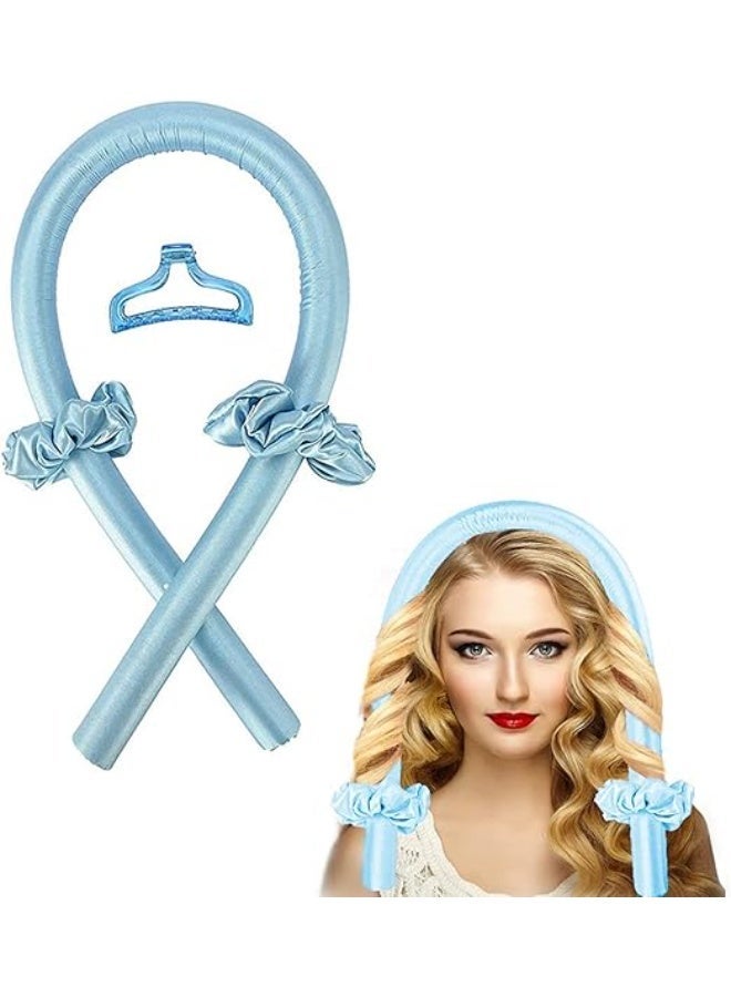 طقم أداة تجعيد الشعر بدون حرارة مع شريط حريري و2 أسكرانشي وملقط شعر – مجموعة تصفيف للحصول على تموجات طبيعية بدون حرارة (قد يختلف اللون) - Image 1