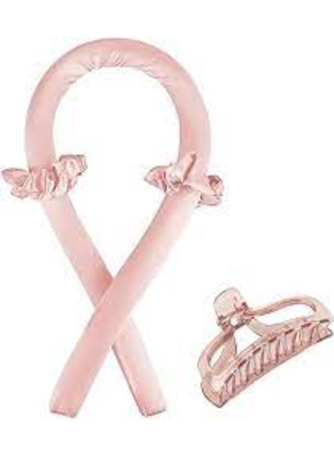 طقم أداة تجعيد الشعر بدون حرارة مع شريط حريري و2 أسكرانشي وملقط شعر – مجموعة تصفيف للحصول على تموجات طبيعية بدون حرارة (قد يختلف اللون) - Image 4