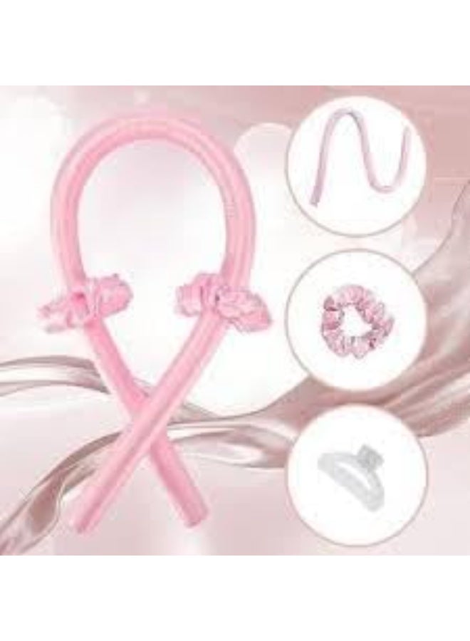 طقم أداة تجعيد الشعر بدون حرارة مع شريط حريري و2 أسكرانشي وملقط شعر – مجموعة تصفيف للحصول على تموجات طبيعية بدون حرارة (قد يختلف اللون) - Image 5