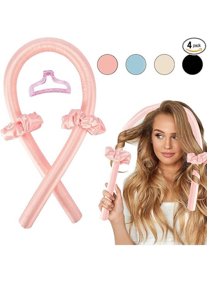 طقم أداة تجعيد الشعر بدون حرارة مع شريط حريري و2 أسكرانشي وملقط شعر – مجموعة تصفيف للحصول على تموجات طبيعية بدون حرارة (قد يختلف اللون) - Image 2