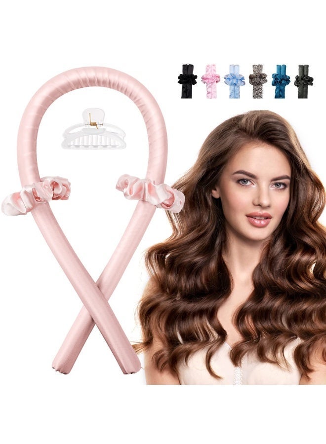 طقم أداة تجعيد الشعر بدون حرارة مع شريط حريري و2 أسكرانشي وملقط شعر – مجموعة تصفيف للحصول على تموجات طبيعية بدون حرارة (قد يختلف اللون) - Image 3