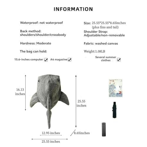 BlingKicks Large Capacity Whale Shark Backpack Cute Street Fashion Bag for Adults Ita bag Dark grey - Image 3