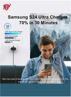 BGM Samsung 45W Fast Charger Type C with 1.8m Cable Super PD 3.0 for Galaxy S24 Ultra, S23 Ultra, Z Flip5, Z Fold5, Tab S9 Ultra, and More (Black)  - Image 2