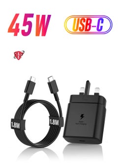 BGM Samsung 45W Fast Charger Type C with 1.8m Cable Super PD 3.0 for Galaxy S24 Ultra, S23 Ultra, Z Flip5, Z Fold5, Tab S9 Ultra, and More (Black)  - Image 1