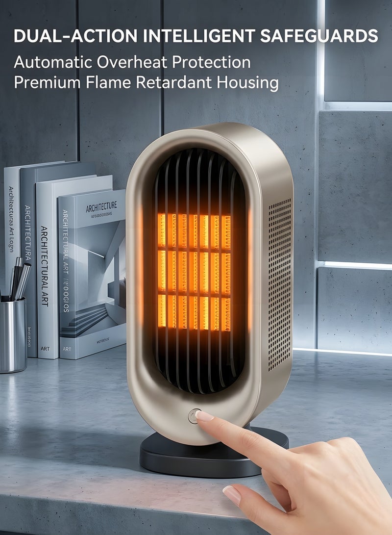 Beauenty Desktop heater Space Heater, Portable Electric Heaters for Indoor Use, 1200W Fast Heating PTC Portable Heaters, Overheating Protection, Fast Safety Heat for Office Bedroom Home(Black Gold) - Image 2