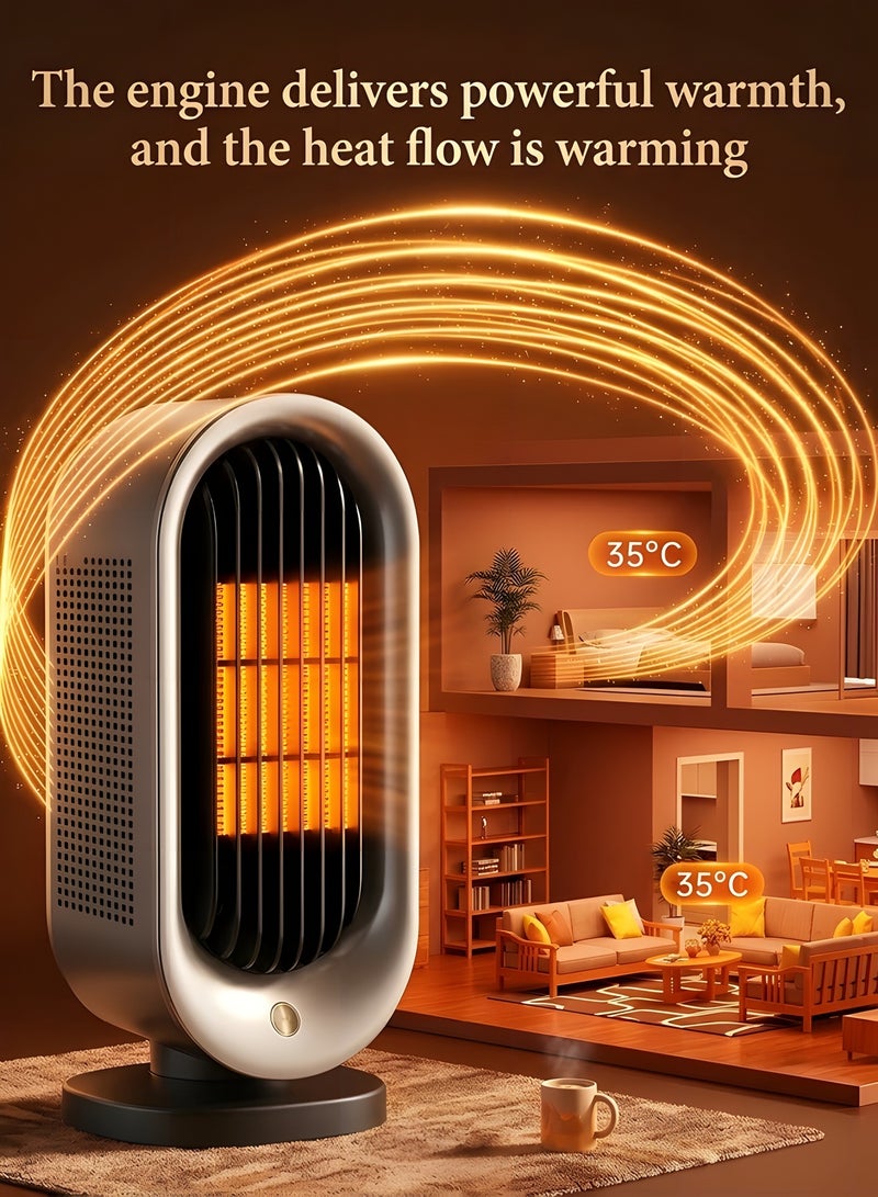 Beauenty Desktop heater Space Heater, Portable Electric Heaters for Indoor Use, 1200W Fast Heating PTC Portable Heaters, Overheating Protection, Fast Safety Heat for Office Bedroom Home(Black Gold) - Image 5