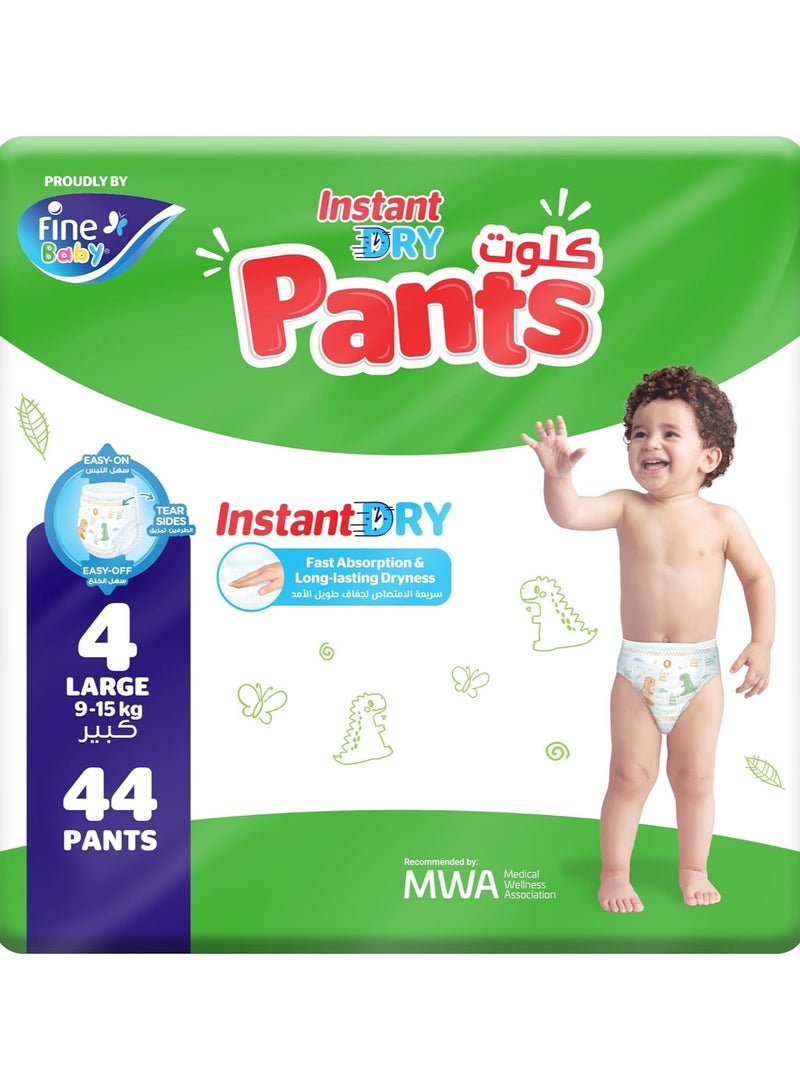 Fine Baby Instant Dry Pants Size 4 Large 9-15kg 44 Diapers