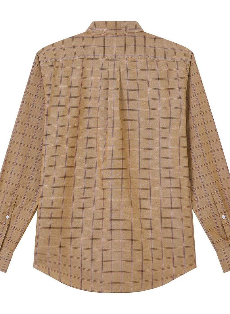 GIORDANO قميص أكسفورد ضيق من القطن للرجال مع تطريز - Image 4