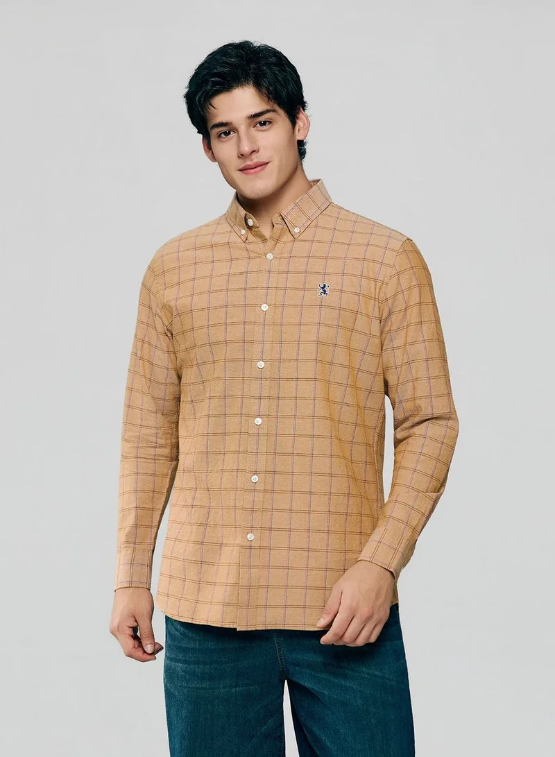 جيوردانو Men’s Cotton Slim Oxford Shirt with Embroidery