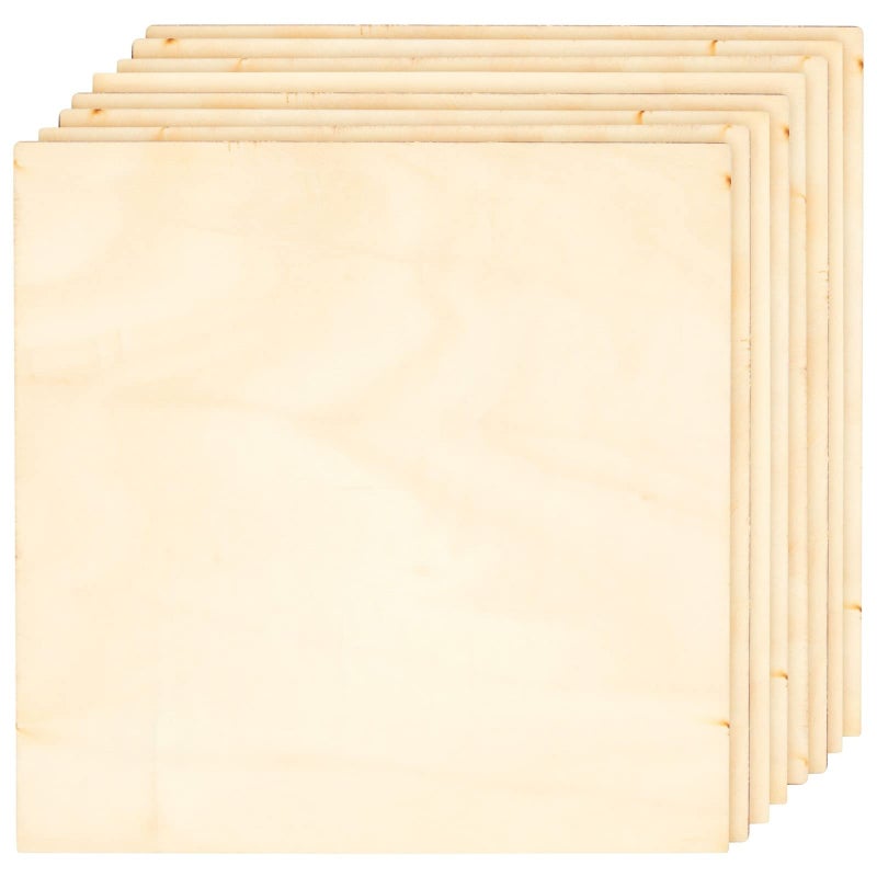 Bright Creations 8 Pack Thin Wood Panels for Crafts  Unfinished Basswood Plywood for Laser Cutting  8x8 Wood Squares  Wooden Squares  Wooden Stuff to Paint