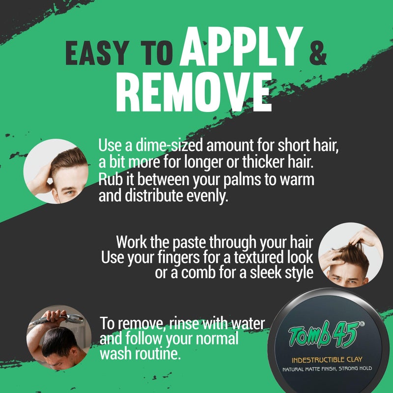 Tomb 45 Tomb45 Indestructible Hair Clay, High Strong Hold with Matte Finish Hair Styling Product - Image 4