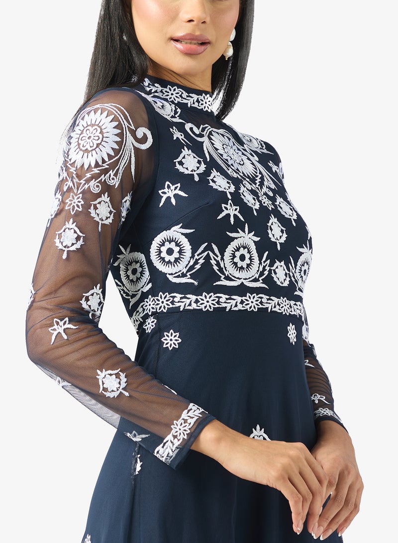 Frock and Frill Embellished Mesh Detailed Maxi Dress - Image 3