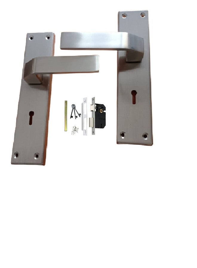 ONMAX Stainless Steel Mortise Lock, 65mm, Double Action, 3 Keys, Silver, Medium, Modern, Rectangular, Key Unlock, Set of 1 - Image 2