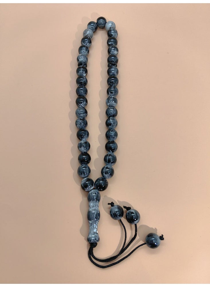 general 3 Pcs Islamic Tasbeeh Prayer Beads/10mm, 33 Beads Black Acrylic Sibha with Crescent Star Pendant, Muslim Rosary for Salah & Dhikr - Image 2