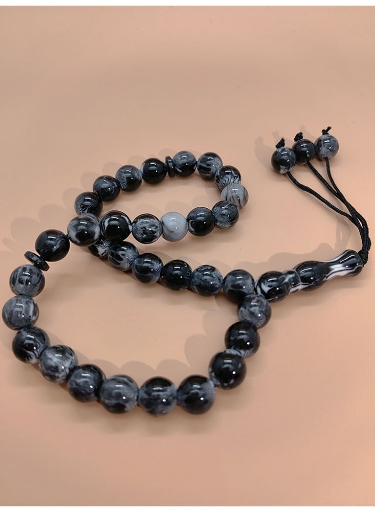 general 3 Pcs Islamic Tasbeeh Prayer Beads/10mm, 33 Beads Black Acrylic Sibha with Crescent Star Pendant, Muslim Rosary for Salah & Dhikr - Image 3