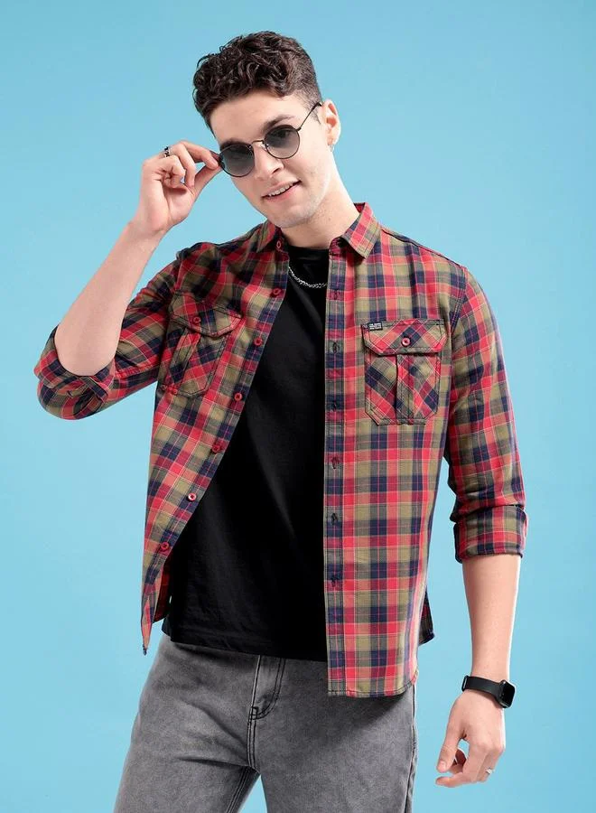The Indian Garage Co Men Slim Fit Checked Shirt