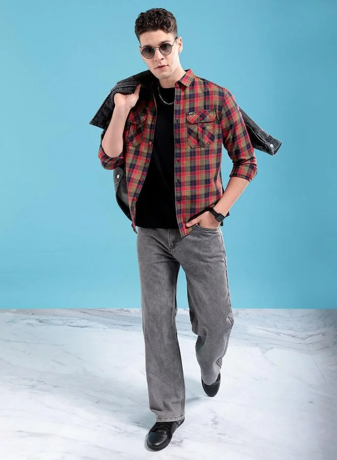 The Indian Garage Co Men Slim Fit Checked Shirt