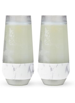 Host Host Champagne Freeze Stemless Wine Glasses, 9oz Set of 2, Freezer Cooling Cups, Marble  - Image 1