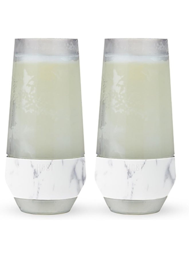 Host Host Champagne Freeze Stemless Wine Glasses, 9oz Set of 2, Freezer Cooling Cups, Marble  - Image 1