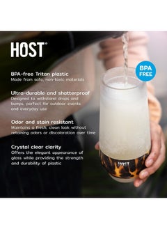 Host Host Champagne Freeze Stemless Wine Glasses, 9oz Set of 2, Freezer Cooling Cups, Marble  - Image 3