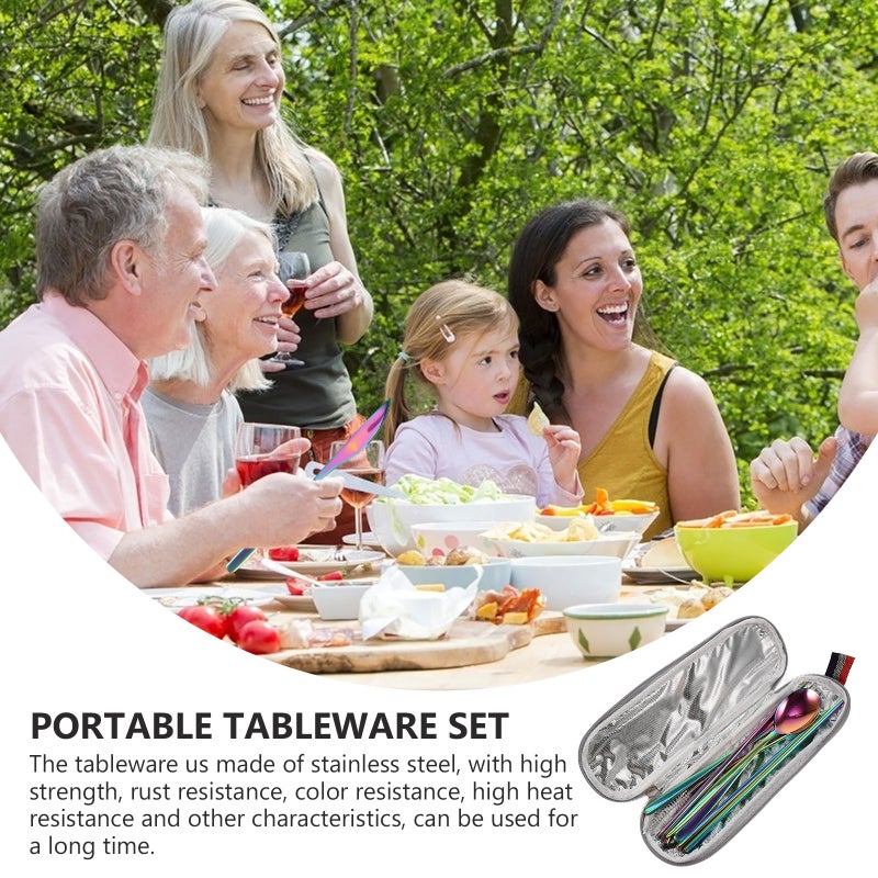 1 Set Portable Tableware Set Fork Spoon Cleaning Brush and Table Cutter Home Supplies - Image 5