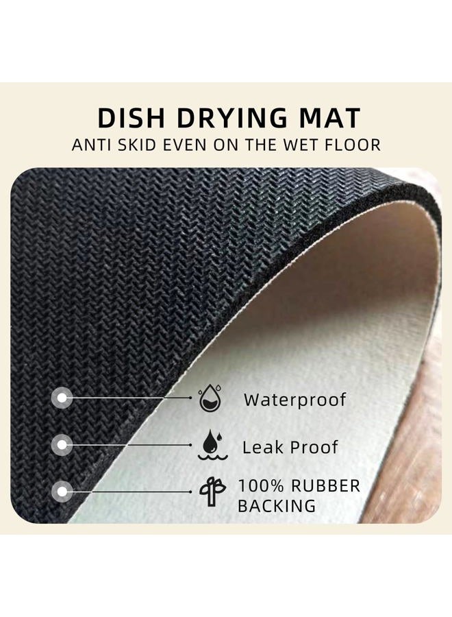 Artbloss Dish Drying Mat Damask Absorbent Coffee Mat Rubber Backed Moroccan Soft Silicone Kitchen Dish Draining Mat for Kitchen Bathroom Coffee Bar (Damask, 16 x 24 Inches) - Image 2