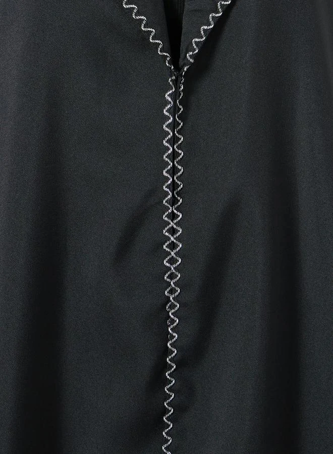 Amirah  Black Embroidered Trim A-Line Abaya for Women | Best Price UAE