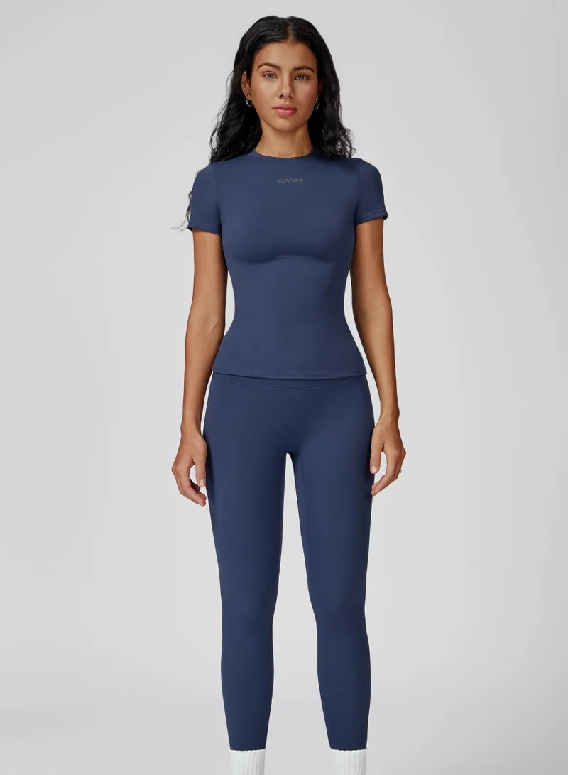 Kawn.yoga Blue Sapphire Womens Short Sleeves Fitted Shirt for Women | Best Price UAE