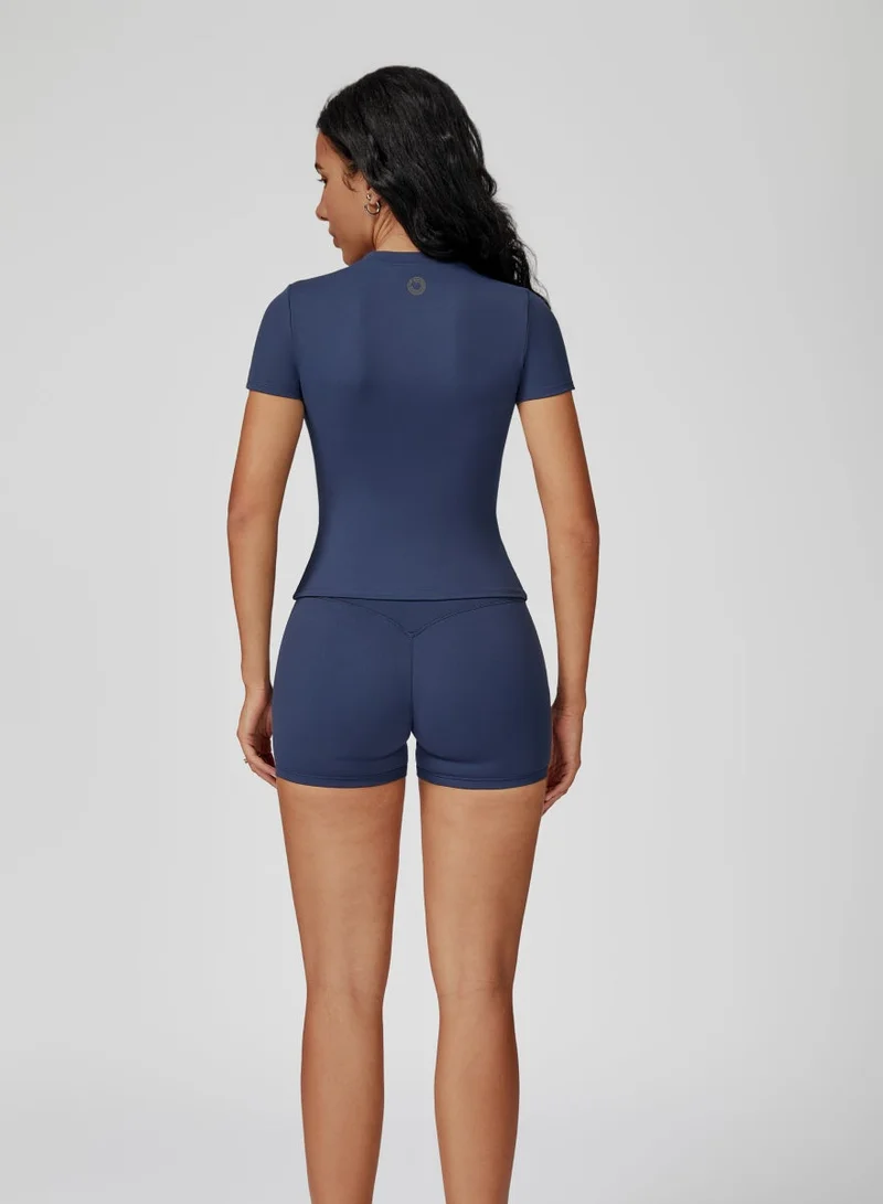 Kawn.yoga Blue Sapphire Womens Short Sleeves Fitted Shirt for Women | Best Price UAE
