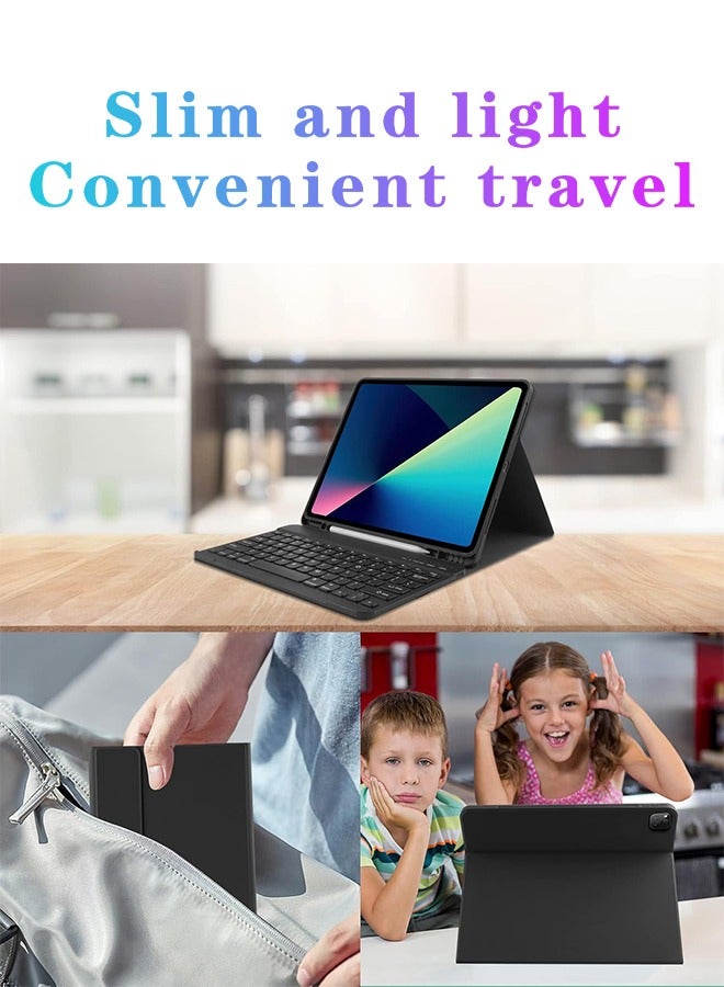 حافظة لوحة مفاتيح لجهاز iPad Pro11 (2024)، لوحة مفاتيح لاسلكية قابلة للفصل مغناطيسيًا، حافظة بحامل قلاب مع حامل قلم (أسود) - Image 5