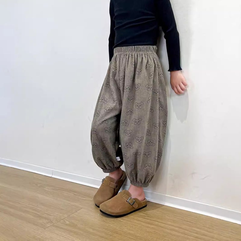 بنطلونات رياضية جديدة للأطفال لخريف 2023 بنطلونات كوردوروي عادية بنطلونات أطفال بنطلونات رياضية للأولاد والبنات بنطلونات هاريم كورية فضفاضة عصرية - Image 5