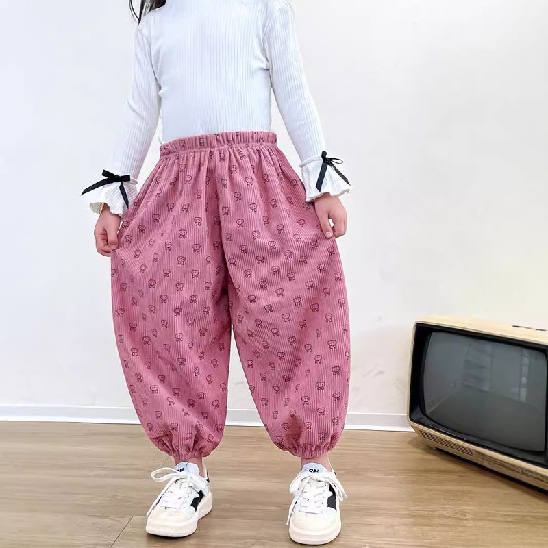 بنطلونات رياضية جديدة للأطفال لخريف 2023 بنطلونات كوردوروي عادية بنطلونات أطفال بنطلونات رياضية للأولاد والبنات بنطلونات هاريم كورية فضفاضة عصرية - Image 2