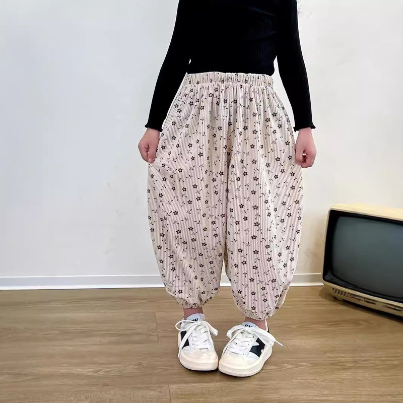 بنطلونات رياضية جديدة للأطفال لخريف 2023 بنطلونات كوردوروي عادية بنطلونات أطفال بنطلونات رياضية للأولاد والبنات بنطلونات هاريم كورية فضفاضة عصرية - Image 3