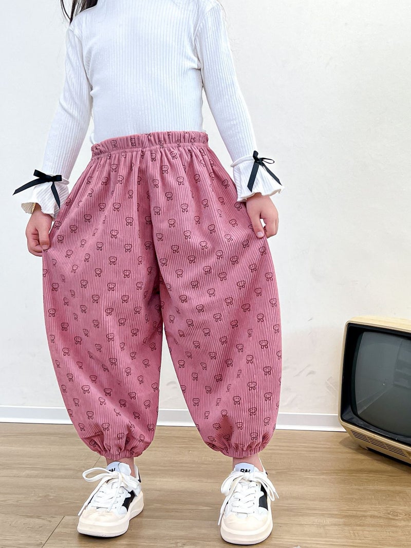 بنطلونات رياضية جديدة للأطفال لخريف 2023 بنطلونات كوردوروي عادية بنطلونات أطفال بنطلونات رياضية للأولاد والبنات بنطلونات هاريم كورية فضفاضة عصرية - Image 1