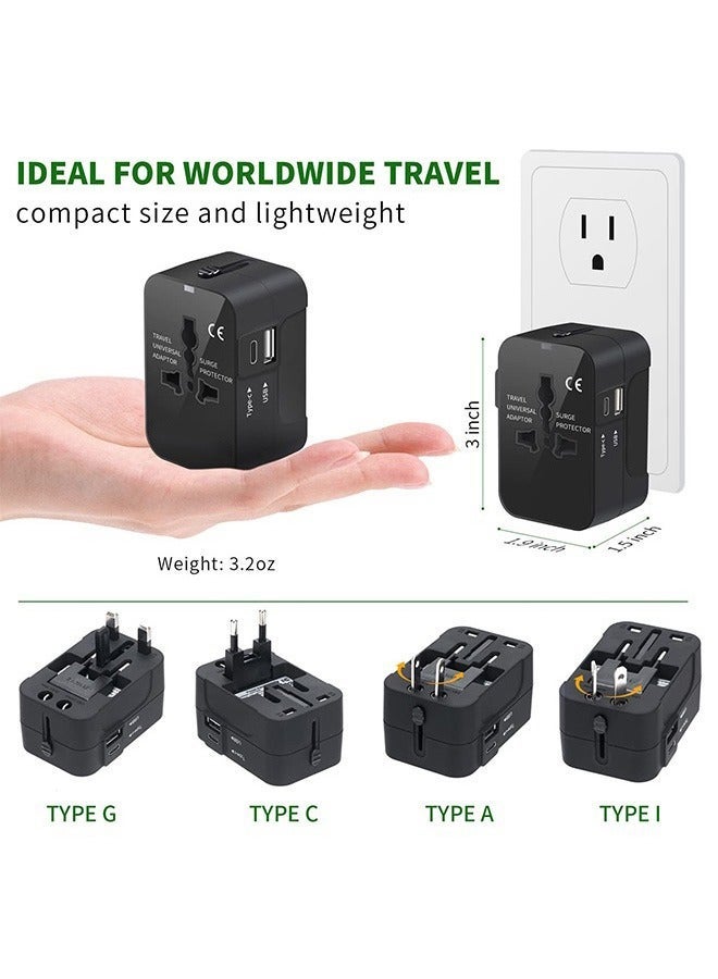 Universal Travel Adapter Worldwide Plug Adaptor with USB-C, International Power Adapter with 1 USB Ports All in One Travel Adaptor Multi USB Wall Charger for European USA UK EU AUS(Type C/G/A/I) - Image 5