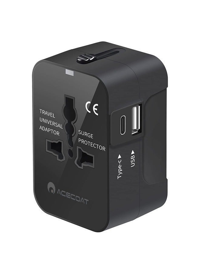 Universal Travel Adapter Worldwide Plug Adaptor with USB-C, International Power Adapter with 1 USB Ports All in One Travel Adaptor Multi USB Wall Charger for European USA UK EU AUS(Type C/G/A/I) - Image 1