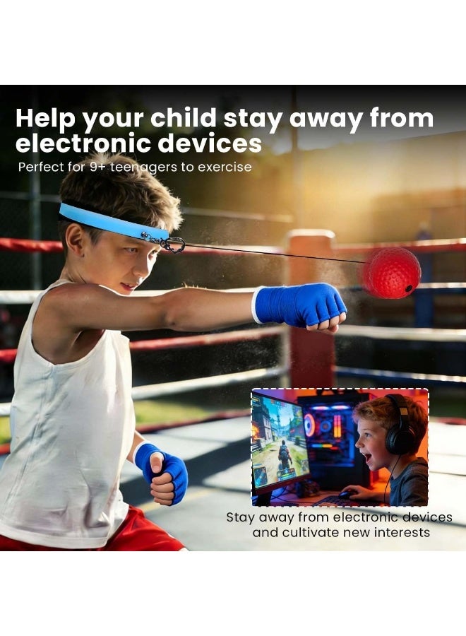Soofam Box Bollen, Boxing Reflex Ball with Adjustable Silicone Headband & Protective Gloves, Box Ball Game for Focus, Reaction Speed, Agility, Punching Speed, Hand Eye Coordination Training - Image 4