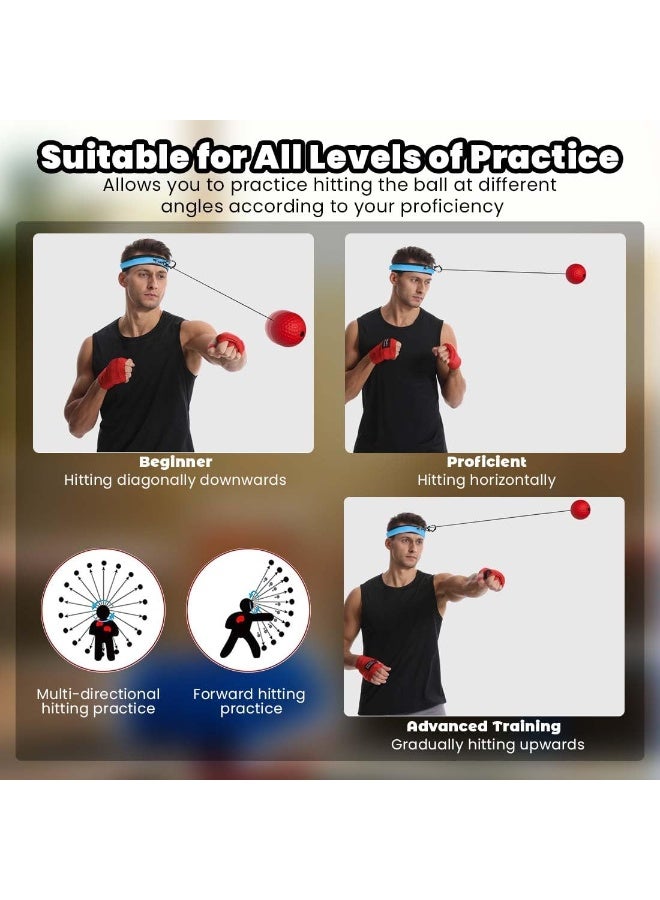 Soofam Box Bollen, Boxing Reflex Ball with Adjustable Silicone Headband & Protective Gloves, Box Ball Game for Focus, Reaction Speed, Agility, Punching Speed, Hand Eye Coordination Training - Image 3