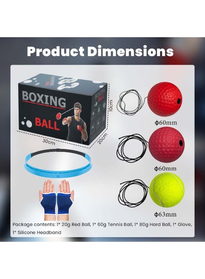 Soofam Box Bollen, Boxing Reflex Ball with Adjustable Silicone Headband & Protective Gloves, Box Ball Game for Focus, Reaction Speed, Agility, Punching Speed, Hand Eye Coordination Training - Image 2