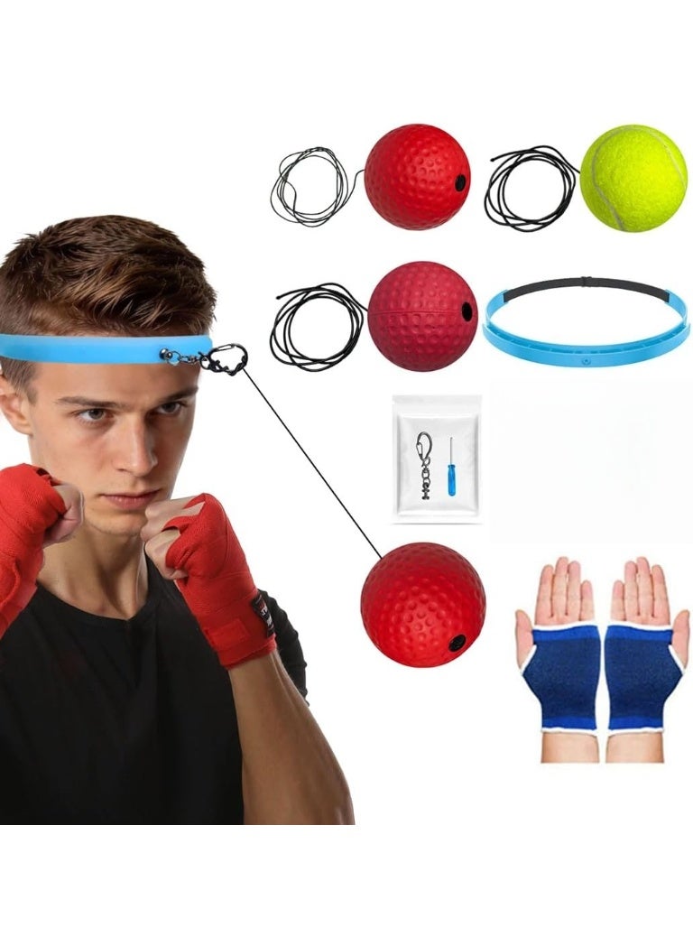 Soofam Box Bollen, Boxing Reflex Ball with Adjustable Silicone Headband & Protective Gloves, Box Ball Game for Focus, Reaction Speed, Agility, Punching Speed, Hand Eye Coordination Training - Image 1