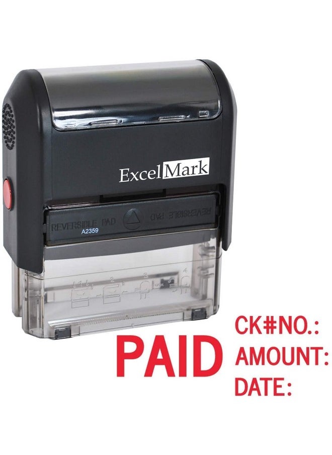 ExcelMark - Paid With Check No Amount Date Excelmark Self Inking Rubber Stamp A2359 - Image 1