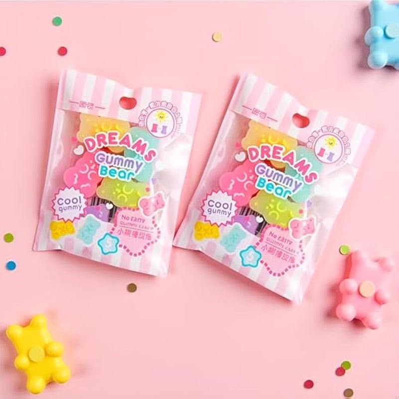 10Pcs Cute Erasers - Colorful Gummy Bear Cabochons | Cartoon Bear Pencil Erasers | Animals | Interactive Eraser Pets | Stationery Supplies School Reward - Image 3