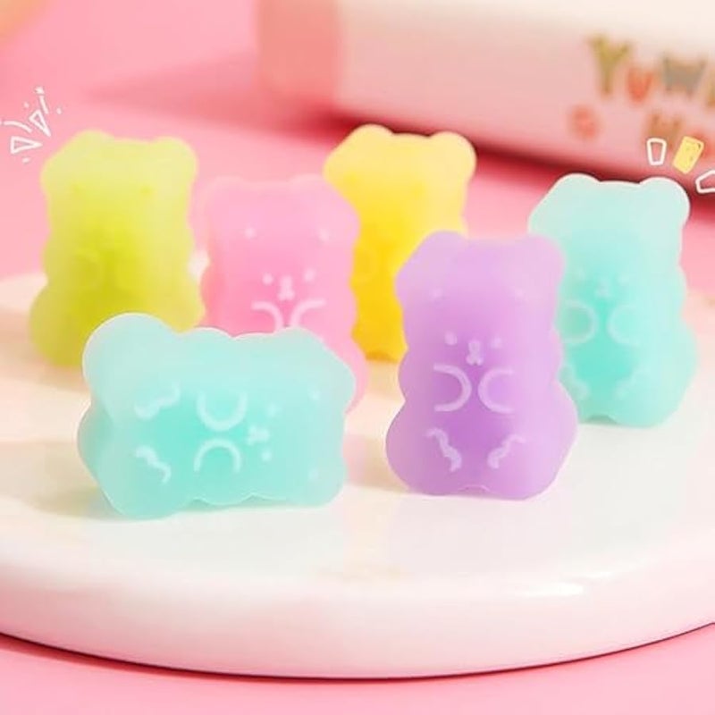 10Pcs Cute Erasers - Colorful Gummy Bear Cabochons | Cartoon Bear Pencil Erasers | Animals | Interactive Eraser Pets | Stationery Supplies School Reward - Image 2