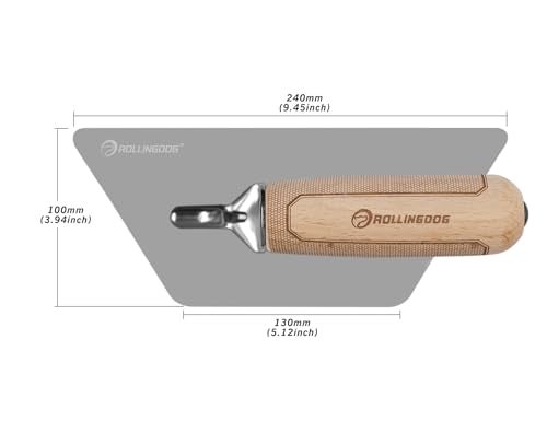 ROLLINGDOG Venetian Plaster Trowel 240mm x 130mm x 100mm Mirror Polished 420 Stainless Steel Blade Ergonomic Beech Handle for Decorative Finish and Polish - Image 3