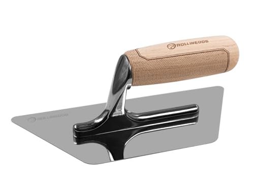 ROLLINGDOG Venetian Plaster Trowel 240mm x 130mm x 100mm Mirror Polished 420 Stainless Steel Blade Ergonomic Beech Handle for Decorative Finish and Polish - Image 1