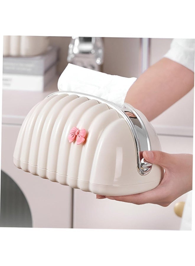 ناما علبة مناديل أنيقة بشكل حقيبة يد مزخرفة  بفيونكه بسحاب لسهولة استخدام وتخزين المناديل. - Image 1