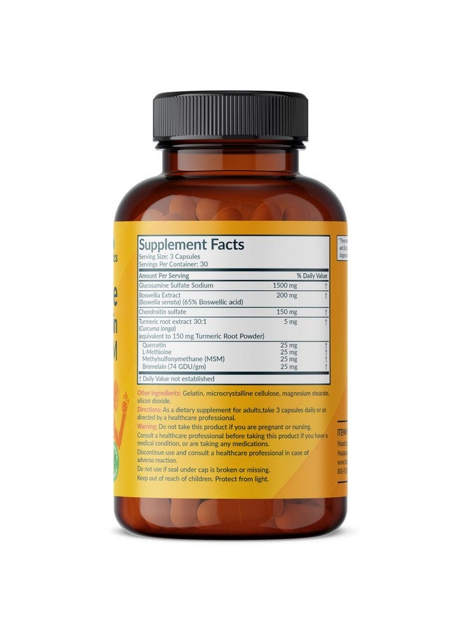 فيوتشر بايوتكس تركيبة Futurebiotics Glucosamine Chondroitin Turmeric & MSM المتقدمة للمفاصل، تدعم صحة المفاصل والقدرة على الحركة - خالية من الكائنات المعدلة وراثيًا، 90 كبسولة - Image 2
