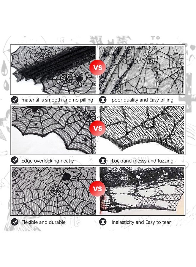 LuoluoHouse Black Lace Tablecloth 54x72 Inch Halloween Tablecloths Spider Cobweb Table Cover for Masquerade Dinner Party Scary Movie Nights Table Decorations - Image 3