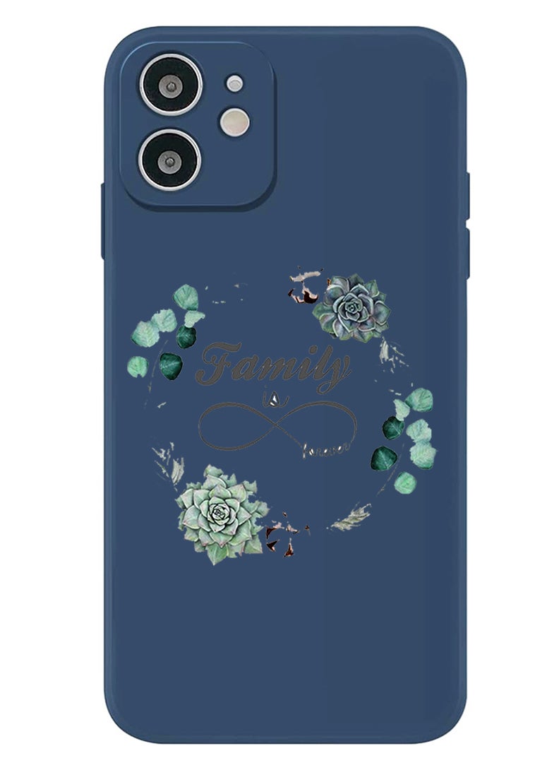 Theodor Protective Slim Fit Case Liquid Silicone Cover with Full Body Protection Anti-Scratch Shockproof Case For iPhone 12 Blue  - Family is forever copy - Image 1